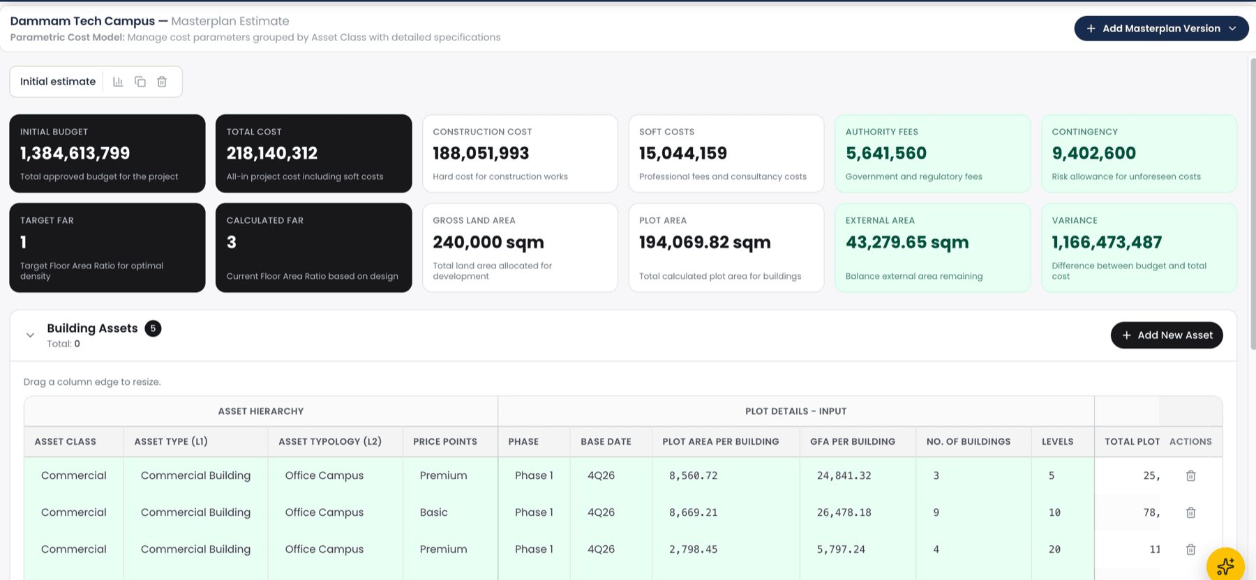 ioMaster platform preview — Masterplan and building assets